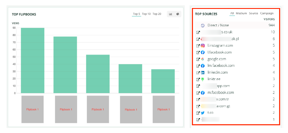 Flipbook visitor statistics