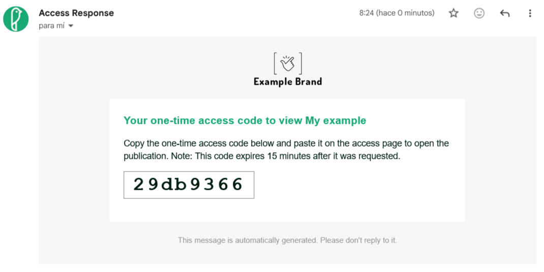 one-time access code email