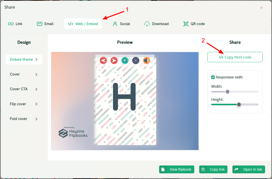copy html code from heyzine