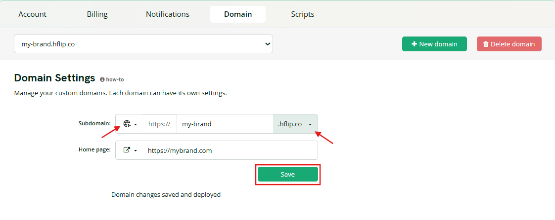 domain settings