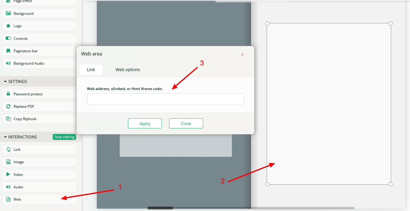add web iframe from heyzine
