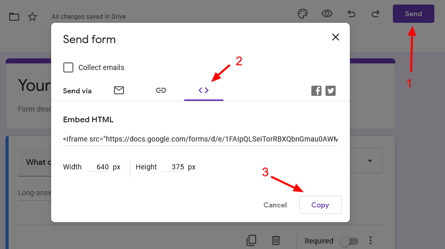 copy code from google forms