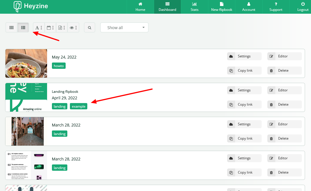 list view and sort