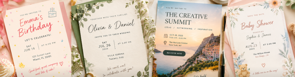 Create interactive invitations and cards